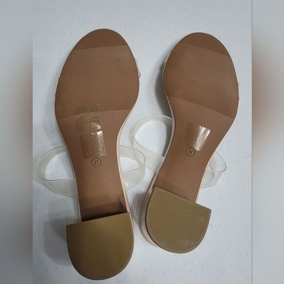 Dream Pairs Nude Clear Straps Open Toe Block Heel Womens Slide on Sandal Size 11 - Picture 8 of 13
